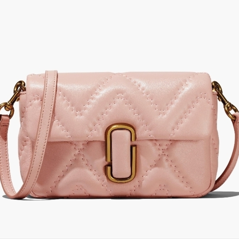 Marc Jacobs J Marc Lamb Skin Quilted Pink Chain Shoulder Bag New